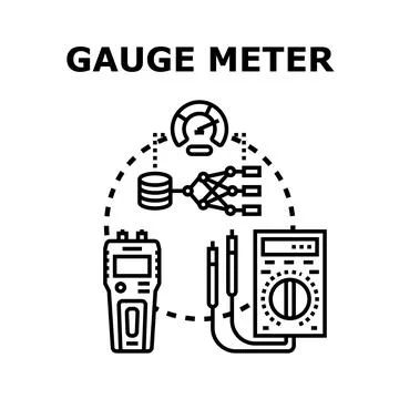 Gauge meter measuring data analysis system concept Stock Illustration