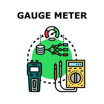 Gauge meter measuring data analysis system concept Ilustração Stock