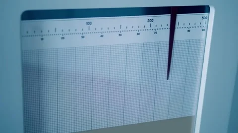 A gauge for recording incoming data with an arrow and a scale Video stock 323851209