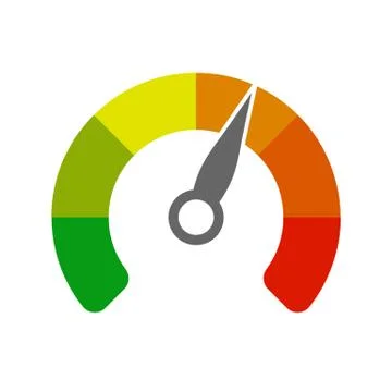 Gauge Scale Measure Speedometer Icon from Green to Red Isolated Stock Illustration