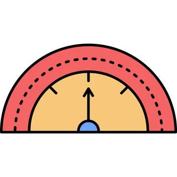 Gauge scale vector speed or power indicator icon Stock Illustration