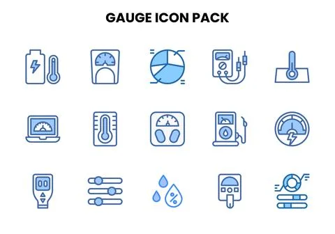 Gauge Two Colour Icons Pack Stock Illustration