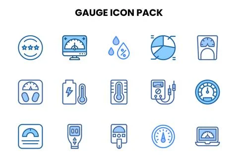 Gauge Two Colour Vector Icons Pack Stock Illustration