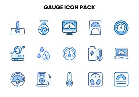 Gauge Two Colour Vector Icons Pack Illustrazione stock