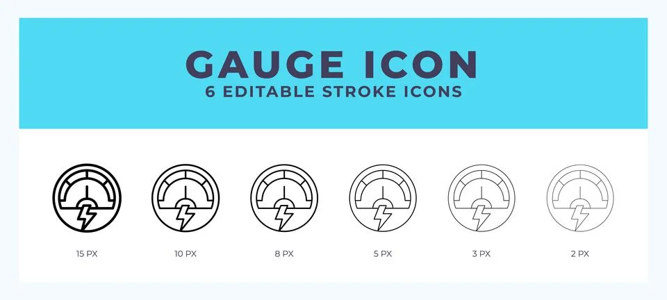 Gauge vector icon. With different stroke vector illustration. Illustrazione stock