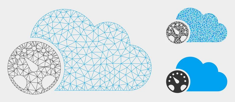 Gauge Vector Mesh Network Model and Triangle Mosaic Icon Stock Illustration