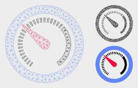 Gauge Vector Mesh Wire Frame Model and Triangle Mosaic Icon 스톡 일러스트