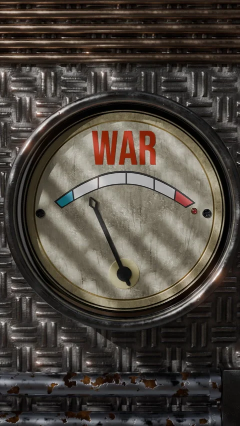 Gauge War Vert With Round Dial, Metal Frame, Red and Blue Indicators Stock Footage 318990116
