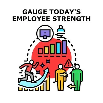 Gauging employee strength and performance data analysis Stock Illustration