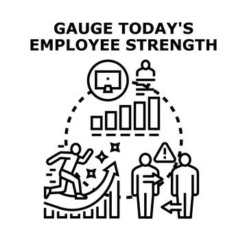 Gauging employee strength and performance data analysis Stock Illustration