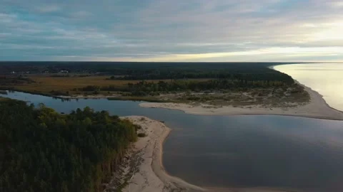 The Gauja River Flows Into the Baltic Sea Gulf of Riga, Latvia Видео 161828826
