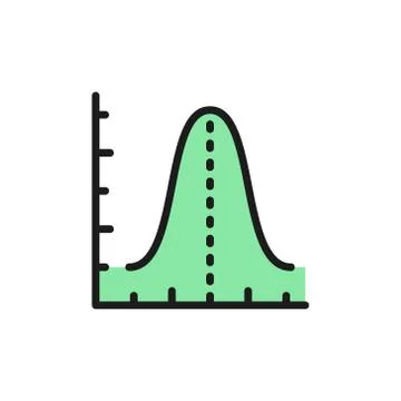 Gauss histogram function graph, parabola flat color icon. Illustrazione stock