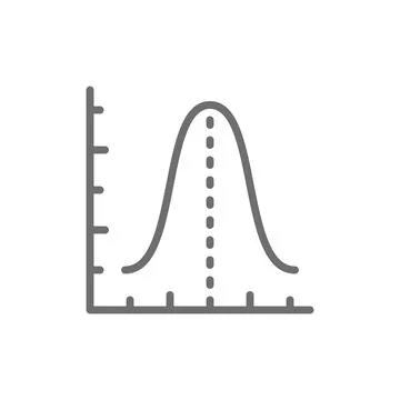 Gauss histogram function graph, parabola grey icon. 스톡 일러스트