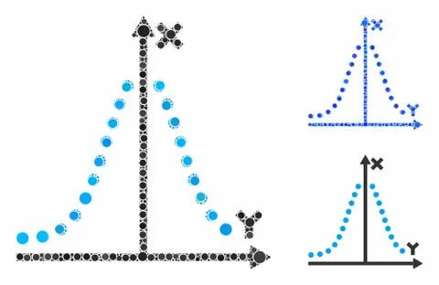 Gauss plot Mosaic Icon of Spheric Items Ilustración de archivo