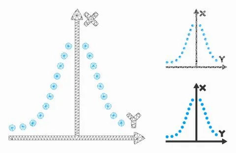 Gauss Plot Vector Mesh 2D Model and Triangle Mosaic Icon Illustrazione stock