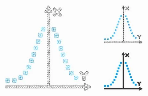 Gauss Plot Vector Mesh Network Model and Triangle Mosaic Icon 库存插图