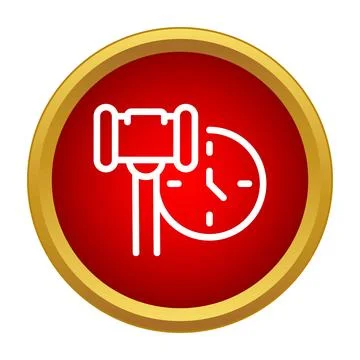 Gavel and clock icon representing justice deadline time イラスト素材