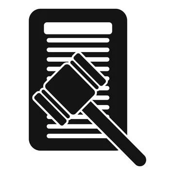 Gavel of disclaimer icon simple vector. Document term approve Stock Illustration
