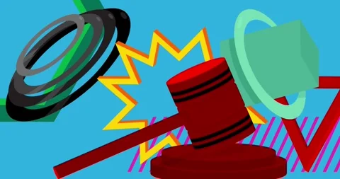 Gavel with geometric background animation Video stock 307672313