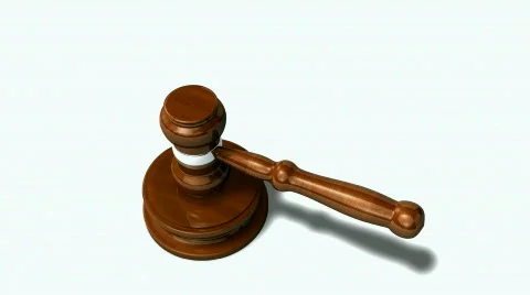 Gavel hitting down.  3D animation. Loopable Stockbeeldmateriaal 136125