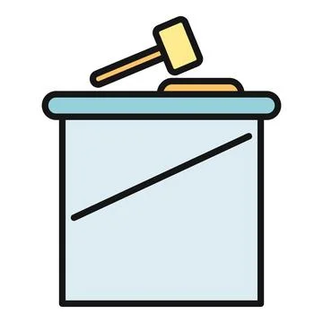 Gavel hitting sounding block at auction desk Stock Illustration