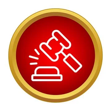 Gavel hitting sounding block icon representing justice and auction Stock Illustration