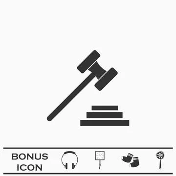 Gavel icon flat. Stock Illustration