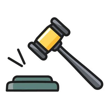 Gavel icon illustration. A simple vector illustration of a gavel hitting a .. Stock Illustration