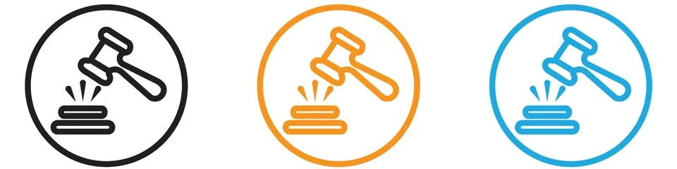 Gavel icon vector logo set collection for web app ui Stock Illustration
