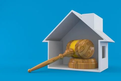 Gavel inside house cross-section Stock Illustration