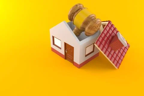 Gavel inside house Stock Illustration
