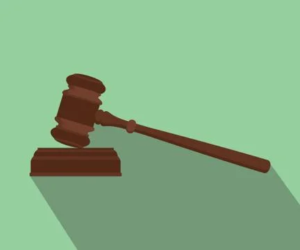 Gavel isolated flat with long shadow green background Stock Illustration