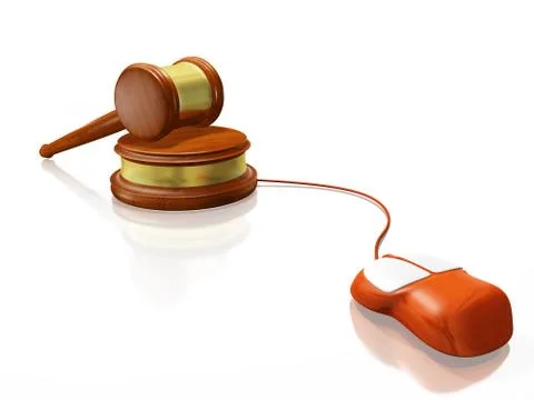 Gavel Mallet and Computer Mouse Stock Illustration