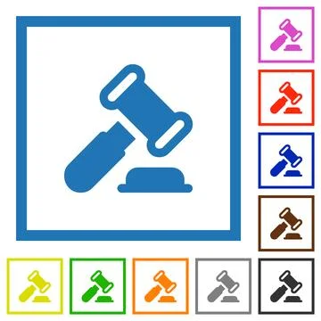 Gavel solid flat framed icons Stockillustratie