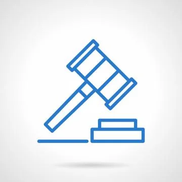 Gavel vector icon blue simple line style Stock Illustration