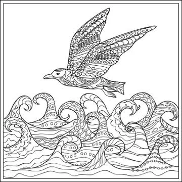 Gaviota ander the ocean Stock Illustration