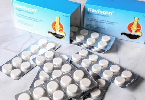 Gaviscon - pack of pills for stomach problems and heartburn. Foto stock