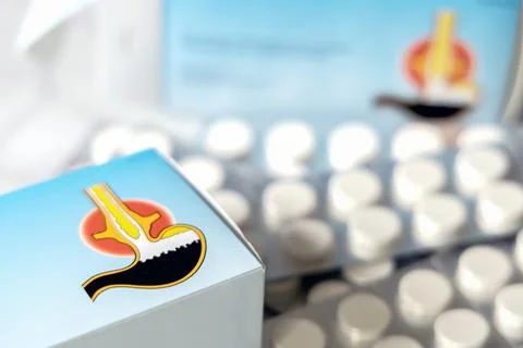 Gaviscon - pack of pills for stomach problems and heartburn. Stock Photos