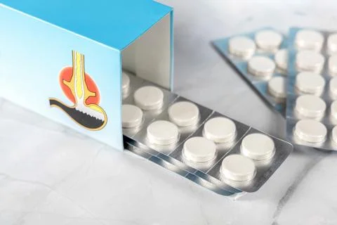 Gaviscon - pack of pills for stomach problems and heartburn. Stock Photos