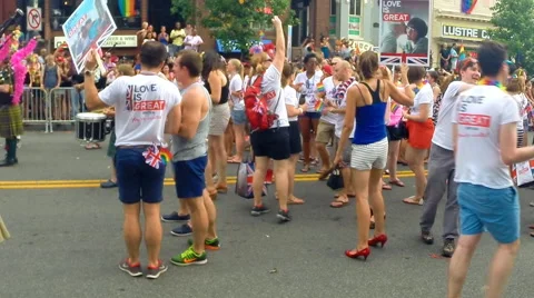 Gay Brits in a parade  Stock Footage 51232208