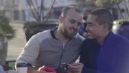 Gay Couple Kiss On Coffee Date With Another Couple In The Castro, San Francisco Stock Footage