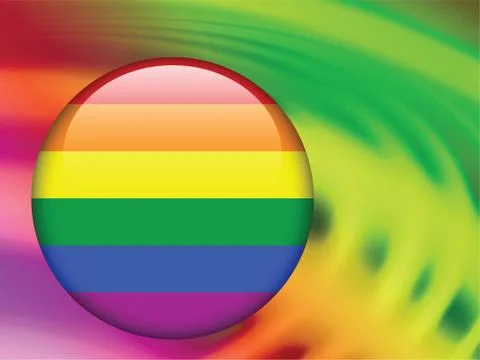 Gay Flag Button on Abstract Liquid Wave Background Stock Illustration