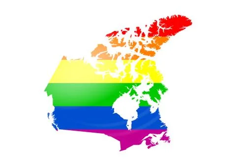 Gay flag canada map Stock Illustration