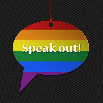 Gay flagged speech bubble with text Stock Illustration