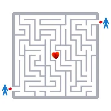 Gay Love Couple Labyrinth Problems Finding Partner Maze Illustrazione stock
