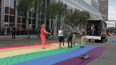Gay parade Play on the flag Stock Footage 80145859