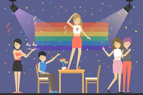 Gay party at bar. Stock Illustration