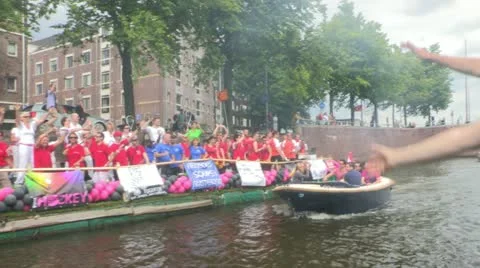 Gay Pride Canal Parade Amsterdam 2012 Stock Footage