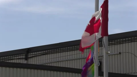 Gay pride flag at catholic high school in Canada 库存影片 155219236