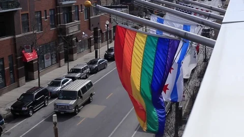 Gay Pride Flags Chicago 1 Stockbeeldmateriaal 79028546